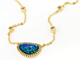 Pre-Owned Blue Lab Created Opal 18k Yellow Gold Over Sterling Silver Necklace 0.39ctw