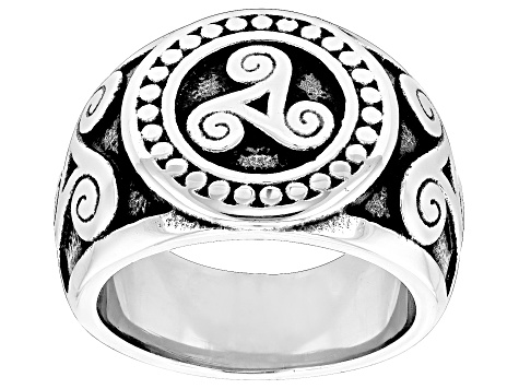 Pre-Owned Stainless Steel Triskele Swirl Ring