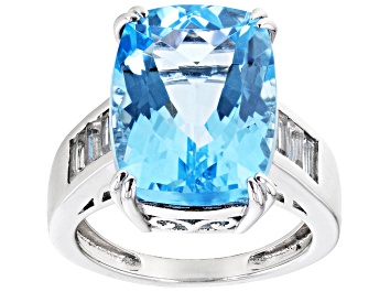Picture of Pre-Owned Sky Blue Topaz Rhodium Over Sterling Silver Ring 8.32ctw.