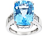 Pre-Owned Sky Blue Topaz Rhodium Over Sterling Silver Ring 8.32ctw.