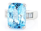 Pre-Owned Sky Blue Topaz Rhodium Over Sterling Silver Ring 8.32ctw.