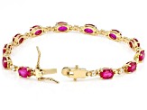 Pre-Owned Red Lab Created Ruby 18k Yellow Gold Over Sterling Silver Bracelet 10.71ctw