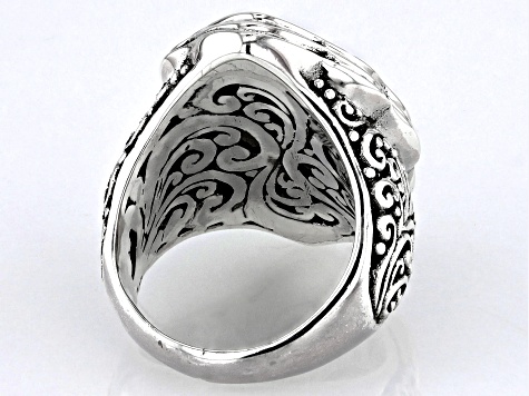 Pre-Owned White Mother-of-Pearl Sterling Silver Filigree Ring