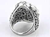 Pre-Owned White Mother-of-Pearl Sterling Silver Filigree Ring