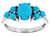 Pre-Owned Blue Sleeping Beauty Turquoise Platinum Over Sterling Silver Ring