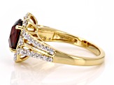 Pre-Owned Garnet With White Zircon 18k Yellow Gold Over Sterling Silver Ring 2.46ctw