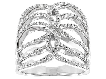 Picture of Pre-Owned White Diamond Rhodium Over Sterling Silver Cocktail Ring 0.25ctw