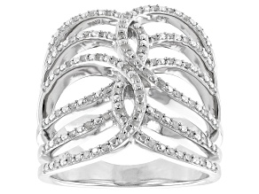 Pre-Owned White Diamond Rhodium Over Sterling Silver Cocktail Ring 0.25ctw