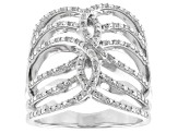 Pre-Owned White Diamond Rhodium Over Sterling Silver Cocktail Ring 0.25ctw