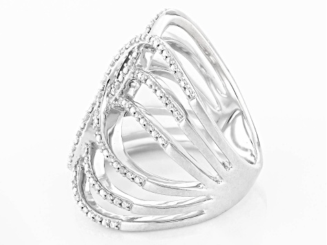 Pre-Owned White Diamond Rhodium Over Sterling Silver Cocktail Ring 0.25ctw