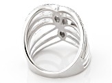 Pre-Owned White Diamond Rhodium Over Sterling Silver Cocktail Ring 0.25ctw