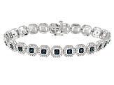 Pre-Owned Blue Diamond Rhodium Over Sterling Silver Tennis Bracelet 0.10ctw
