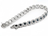 Pre-Owned Blue Diamond Rhodium Over Sterling Silver Tennis Bracelet 0.10ctw