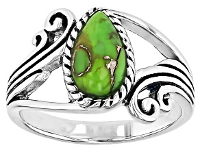 Pre-Owned Green Mohave Turquoise Sterling Silver Solitaire Ring