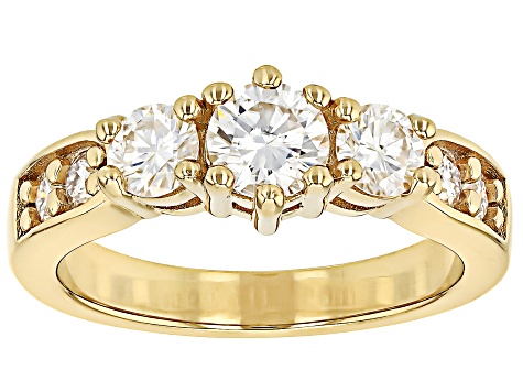 Pre-Owned Moissanite 14k Yellow Gold Over Silver Ring 1.20ctw DEW.