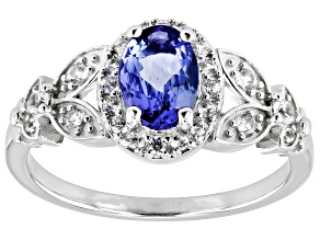 Pre-Owned Blue Tanzanite Rhodium Over Sterling Silver Ring 0.98ctw
