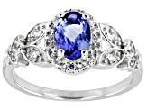 Pre-Owned Blue Tanzanite Rhodium Over Sterling Silver Ring 0.98ctw