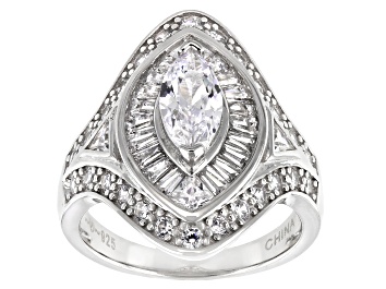 Picture of Pre-Owned White Cubic Zirconia Rhodium Over Sterling Silver Ring 3.81ctw