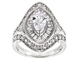 Pre-Owned White Cubic Zirconia Rhodium Over Sterling Silver Ring 3.81ctw