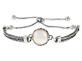 Pre-Owned White Cultured Mabe Pearl Sterling Silver Bolo Bracelet 13.5-14.5mm