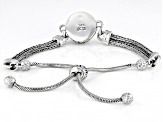 Pre-Owned White Cultured Mabe Pearl Sterling Silver Bolo Bracelet 13.5-14.5mm