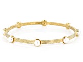 Pre-Owned White Cultured Freshwater Pearl 18k Yellow Gold Over Sterling Silver Bangle  Bracelet