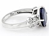 Pre-Owned Blue Sapphire Rhodium Over Sterling Silver Ring 3.57ctw