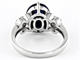 Pre-Owned Blue Sapphire Rhodium Over Sterling Silver Ring 3.57ctw