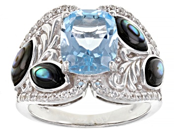 Picture of Pre-Owned Sky Blue Topaz Rhodium Over Sterling Silver Ring 4.31ctw