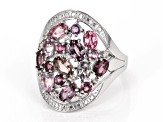 Pre-Owned Multicolor Spinel Rhodium Over Sterling Silver Ring 2.31ctw