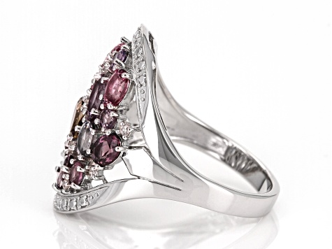 Pre-Owned Multicolor Spinel Rhodium Over Sterling Silver Ring 2.31ctw