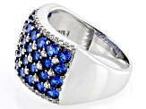 Pre-Owned Blue Lab Created Spinel Rhodium Over Sterling Silver Band Ring 2.64ctw