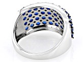 Pre-Owned Blue Lab Created Spinel Rhodium Over Sterling Silver Band Ring 2.64ctw