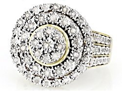 Pre-Owned White Diamond 14k Yellow Gold Over Sterling Silver Cluster Ring 0.60ctw