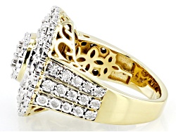 Pre-Owned White Diamond 14k Yellow Gold Over Sterling Silver Cluster Ring 0.60ctw
