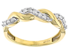 Pre-Owned White Diamond 14k Yellow Gold Over Sterling Silver Crossover Band Ring 0.25ctw