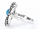 Pre-Owned Sleeping Beauty Turquoise Rhodium Over Silver Moon Ring