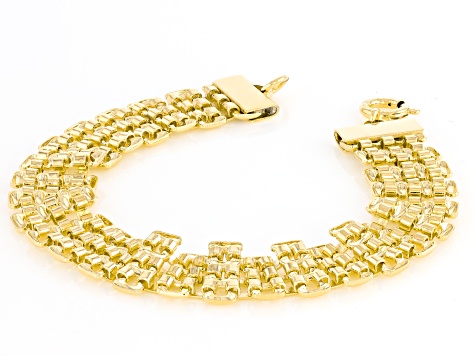 Pre-Owned 18k Yellow Gold Over Bronze 13mm Panther Link Bracelet