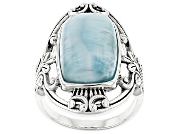 Picture of Pre-Owned Larimar Sterling Silver Solitaire Ring