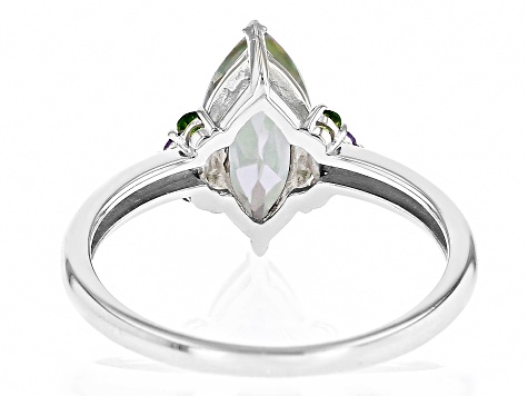 Pre-Owned Mystic Fire® Green Topaz Rhodium Over Silver Ring 1.82ctw