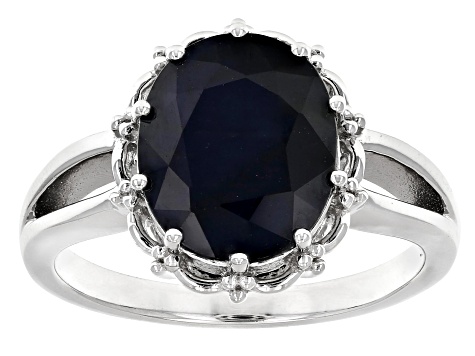 Pre-Owned Blue Sapphire Rhodium Over Sterling Silver Ring 3.50ct