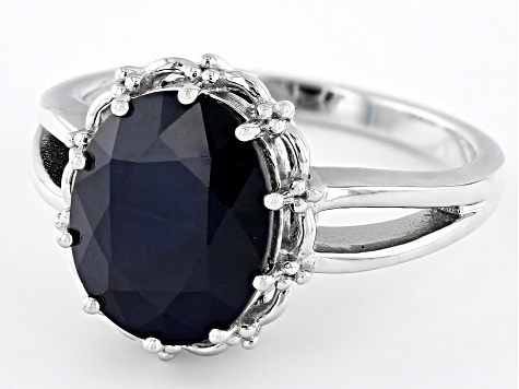 Pre-Owned Blue Sapphire Rhodium Over Sterling Silver Ring 3.50ct