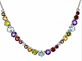 Pre-Owned Multi-Gem Rhodium Over Sterling Silver Necklace 15.50ctw