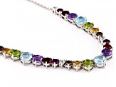 Pre-Owned Multi-Gem Rhodium Over Sterling Silver Necklace 15.50ctw