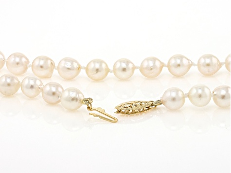 Pre-Owned White Cultured Japanese Akoya Pearl 14k Yellow Gold 18" Necklace