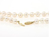 Pre-Owned White Cultured Japanese Akoya Pearl 14k Yellow Gold 18" Necklace