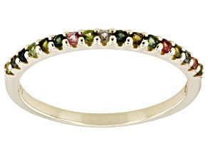 Pre-Owned Multi Color Tourmaline 14k Yellow Gold Band Ring 0.22ctw