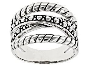 Pre-Owned Sterling Silver Crossover Textured Ring