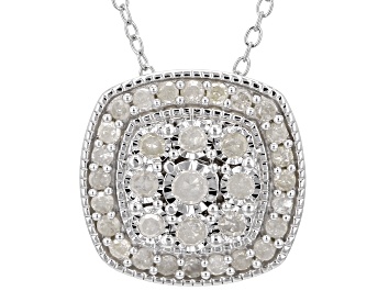 Picture of Pre-Owned White Diamond Rhodium Over Sterling Silver Cluster Slide Pendant With 18" Cable Chain 0.25