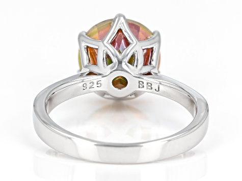 Pre-Owned Orange Quartz Rhodium Over Silver Ring 2.79ct